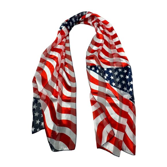 American Flag Scarf Patriotic Sheer Lightweight Wrap For All Seasons 58x13" READ - Picture 1 of 4